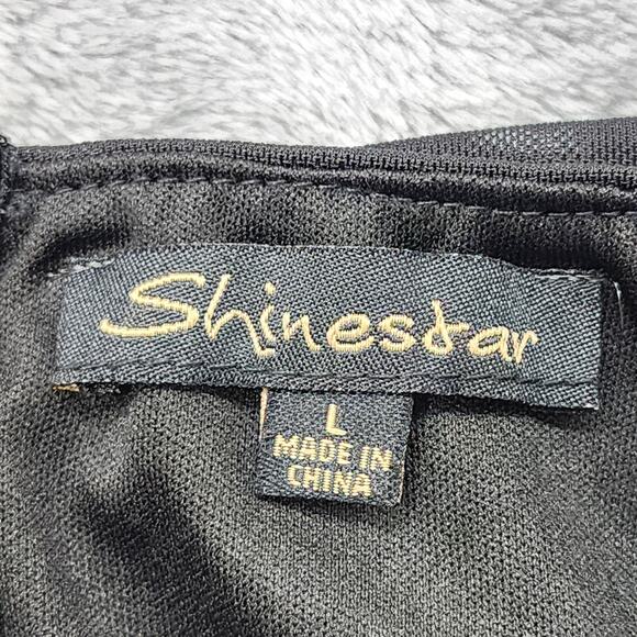 Shinestar Skirt Womens L Black Side Ruched Chiffon Lined Mini Stretch Back Zip - Picture 3 of 8